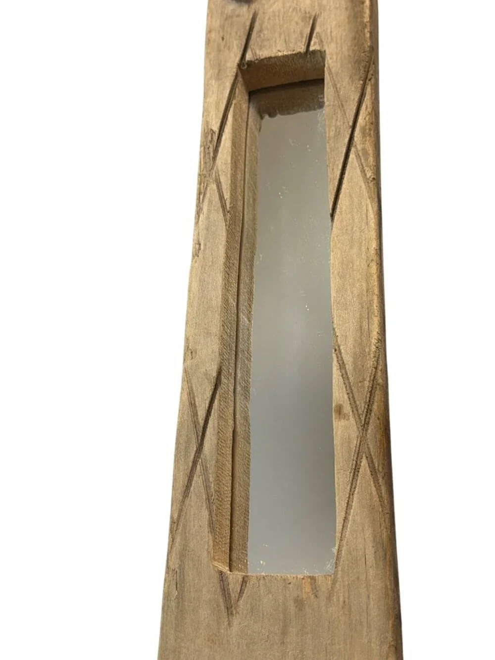 Rustic Wooden Wall Mirror Rope Hanger Carved Nautical Tribal Design Kalalou NEW